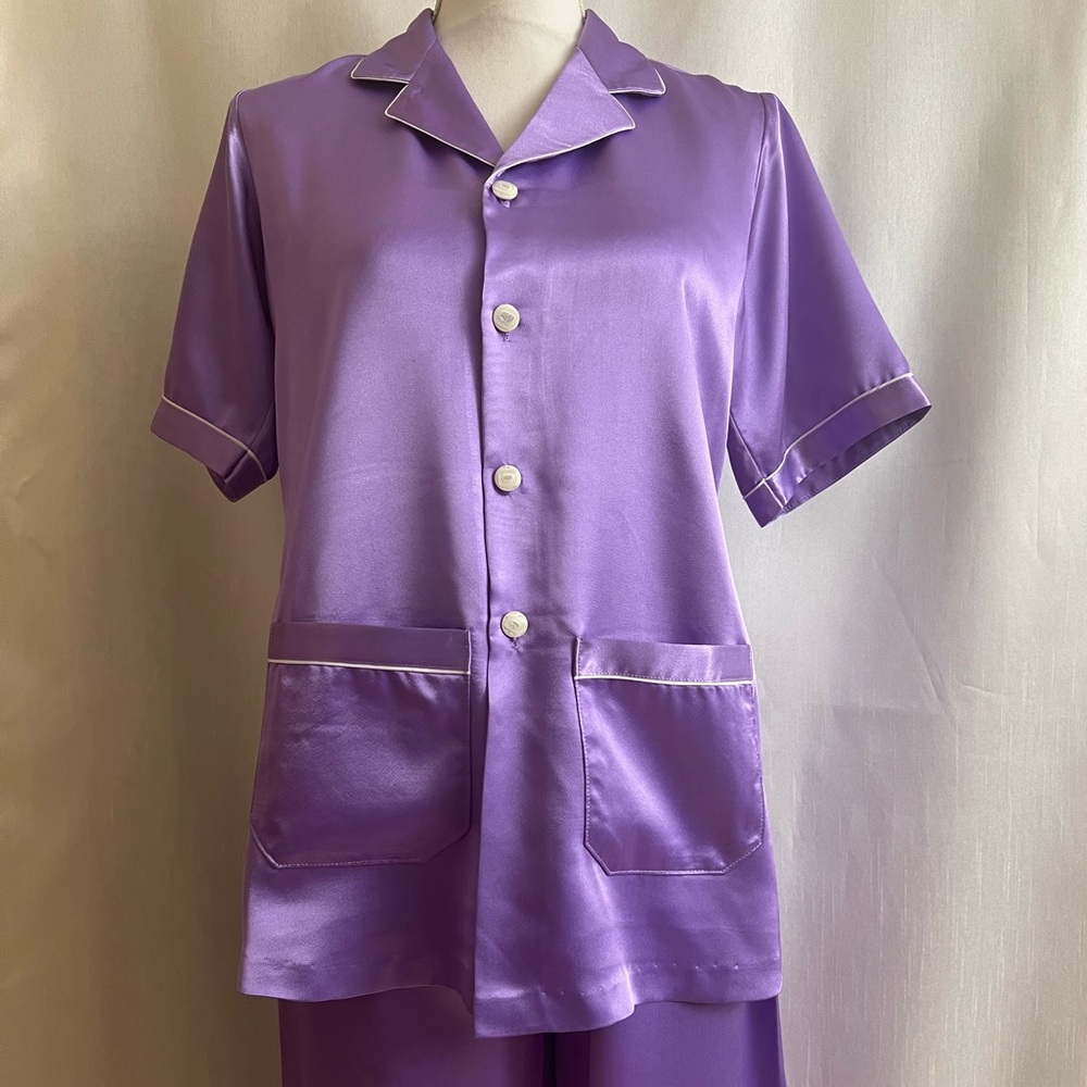 Custom made silk pajama set S Lavender